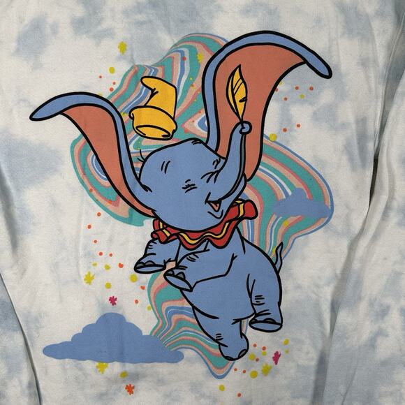 Disney Dumbo Flying Clouds Crewneck Sweatshirt Women’s Size Small Blue White - Picture 2 of 6